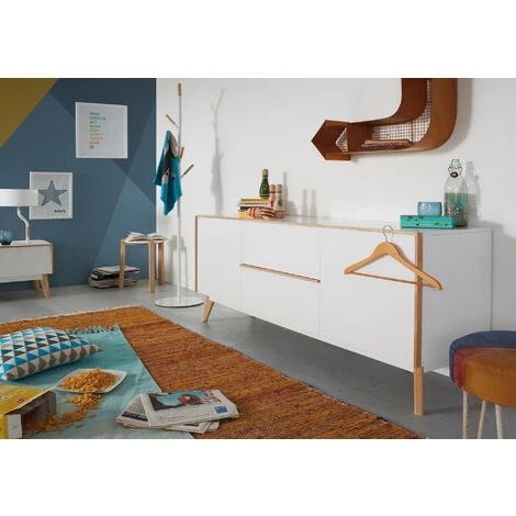 Kave Home - Porte-manteaux Nerb Blanc 175 Cm En Acier Et Bois De Caoutchouc - Blanc 4 Kave Home - Porte-manteaux Nerb Blanc 175 Cm En Acier Et Bois De Caoutchouc - Blanc – Image 2