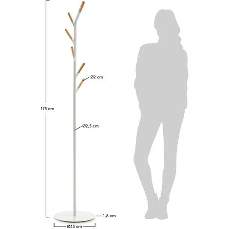 Kave Home - Porte-manteaux Nerb Blanc 175 Cm En Acier Et Bois De Caoutchouc - Blanc 5 Kave Home - Porte-manteaux Nerb Blanc 175 Cm En Acier Et Bois De Caoutchouc - Blanc – Image 3