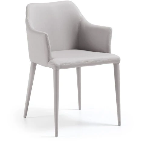 Kave Home - Chaise De Salle à Manger Croft Beige Avec Accoudoirs En Polyuréthane Et Pieds En Acier - Beige 3 Kave Home - Chaise De Salle à Manger Croft Beige Avec Accoudoirs En Polyuréthane Et Pieds En Acier - Beige