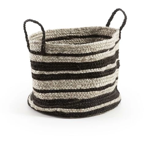 Kave Home - Panier Saht Gris Clair Et Noir En Jute - Naturel 3 Kave Home - Panier Saht Gris Clair Et Noir En Jute - Naturel