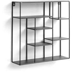 Kave Home - Étagère Murale Nils Carrée 37 X 37,5 cm Composée De 5 Plateaux En Acier Noir - Noir