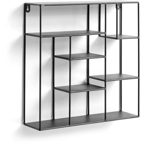 Kave Home - Étagère Murale Nils Carrée 37 X 37,5 cm Composée De 5 Plateaux En Acier Noir - Noir 3 Kave Home - Étagère Murale Nils Carrée 37 X 37,5 cm Composée De 5 Plateaux En Acier Noir - Noir