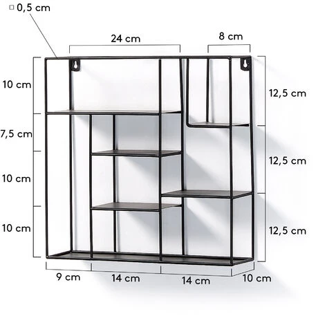 Kave Home - Étagère Murale Nils Carrée 37 X 37,5 cm Composée De 5 Plateaux En Acier Noir - Noir 4 Kave Home - Étagère Murale Nils Carrée 37 X 37,5 cm Composée De 5 Plateaux En Acier Noir - Noir – Image 2