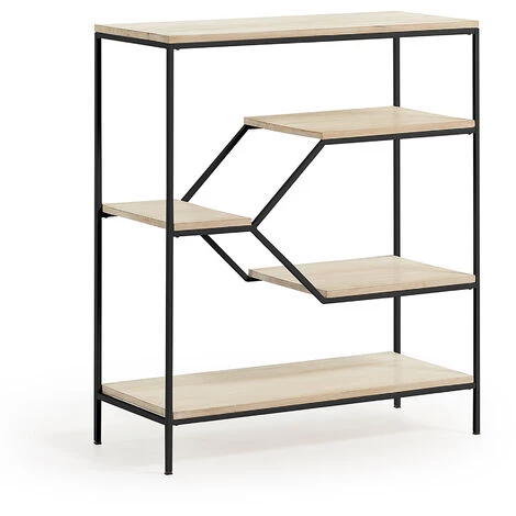 Kave Home - Étagère Push 80 X 93,5 Cm En Bois Massif De Manguier Et Structure En Acier Noir - Naturel 3 Kave Home - Étagère Push 80 X 93,5 Cm En Bois Massif De Manguier Et Structure En Acier Noir - Naturel