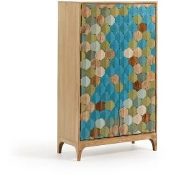 Kave Home - Armoire Kyle Multicolore 85 X 140 Cm à 2 Portes En Bois Massif De Manguier - Naturel