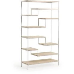 Kave Home - Étagère Push 100 X 180 Cm En Bois Massif De Manguier Et Structure En Acier Blanc - Naturel