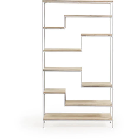 Kave Home - Étagère Push 100 X 180 Cm En Bois Massif De Manguier Et Structure En Acier Blanc - Naturel 4 Kave Home - Étagère Push 100 X 180 Cm En Bois Massif De Manguier Et Structure En Acier Blanc - Naturel – Image 2