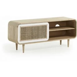 Kave Home - Meuble TV Gerald 120 X 50 Cm Avec Porte En Bois Massif De Manguier - Naturel