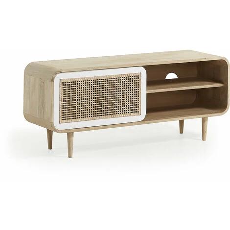 Kave Home - Meuble TV Gerald 120 X 50 Cm Avec Porte En Bois Massif De Manguier - Naturel 3 Kave Home - Meuble TV Gerald 120 X 50 Cm Avec Porte En Bois Massif De Manguier - Naturel