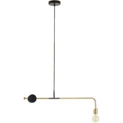 Kave Home - Suspension Wick Dorée 1 Ampoule En Acier Avec Pièce En Marbre Noir - Noir