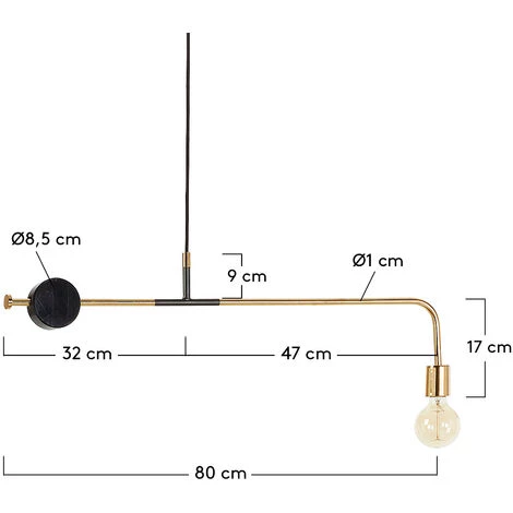 Kave Home - Suspension Wick Dorée 1 Ampoule En Acier Avec Pièce En Marbre Noir - Noir 4 Kave Home - Suspension Wick Dorée 1 Ampoule En Acier Avec Pièce En Marbre Noir - Noir – Image 2