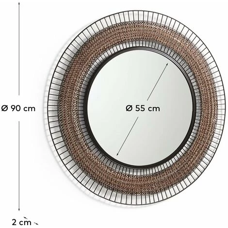 Kave Home - Miroir Rob Noir Rond Ø 90 Cm En Acier - Cuivre 5 Kave Home - Miroir Rob Noir Rond Ø 90 Cm En Acier - Cuivre – Image 3