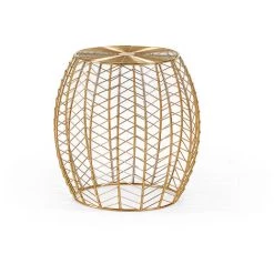 Kave Home - Table D'appoint Ronnie Doré Ronde Ø 46 Cm En Acier - Doré