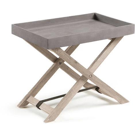 Kave Home - Table D'appoint Pliable Merida Rectangulaire 55 X 35 Cm En Ciment Avec Structure En Bois Massif D'acacia Pour Usage Intérieur Et Extérieur - Gris 3 Kave Home - Table D'appoint Pliable Merida Rectangulaire 55 X 35 Cm En Ciment Avec Structure En Bois Massif D'acacia Pour Usage Intérieur Et Extérieur - Gris
