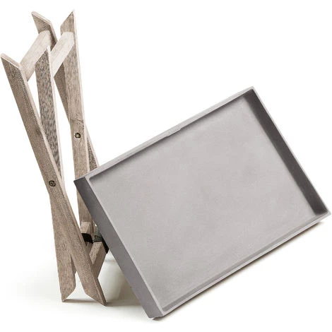 Kave Home - Table D'appoint Pliable Merida Rectangulaire 55 X 35 Cm En Ciment Avec Structure En Bois Massif D'acacia Pour Usage Intérieur Et Extérieur - Gris 4 Kave Home - Table D'appoint Pliable Merida Rectangulaire 55 X 35 Cm En Ciment Avec Structure En Bois Massif D'acacia Pour Usage Intérieur Et Extérieur - Gris – Image 2