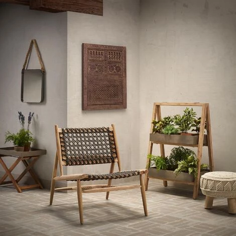 Kave Home - Table D'appoint Pliable Merida Rectangulaire 55 X 35 Cm En Ciment Avec Structure En Bois Massif D'acacia Pour Usage Intérieur Et Extérieur - Gris 5 Kave Home - Table D'appoint Pliable Merida Rectangulaire 55 X 35 Cm En Ciment Avec Structure En Bois Massif D'acacia Pour Usage Intérieur Et Extérieur - Gris – Image 3