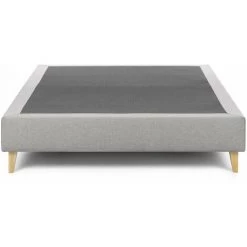 Kave Home - Base De Lit Nikos Gris 140 X 190 Cm Avec Structure En Bois De Hêtre Et Fibre En Tissu Avec Traitement Anti-tâches - Gris