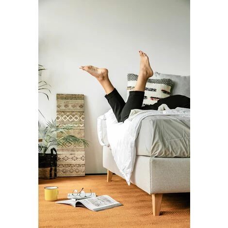 Kave Home - Base De Lit Nikos Gris 140 X 190 Cm Avec Structure En Bois De Hêtre Et Fibre En Tissu Avec Traitement Anti-tâches - Gris 5 Kave Home - Base De Lit Nikos Gris 140 X 190 Cm Avec Structure En Bois De Hêtre Et Fibre En Tissu Avec Traitement Anti-tâches - Gris – Image 3