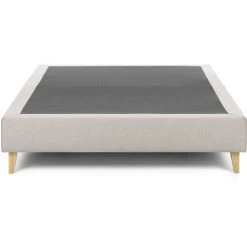 Kave Home - Base De Lit Nikos Beige 140 X 190 Cm Avec Structure En Bois De Hêtre Et Fibre En Tissu Avec Traitement Anti-tâches - Beige