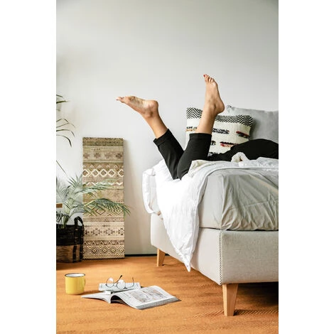 Kave Home - Base De Lit Nikos Beige 140 X 190 Cm Avec Structure En Bois De Hêtre Et Fibre En Tissu Avec Traitement Anti-tâches - Beige 5 Kave Home - Base De Lit Nikos Beige 140 X 190 Cm Avec Structure En Bois De Hêtre Et Fibre En Tissu Avec Traitement Anti-tâches - Beige – Image 3