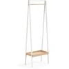 Kave Home - Portant Benny Blanc 160 X 55 Cm En Acier Avec étagère En Plaqué De Chêne - Blanc