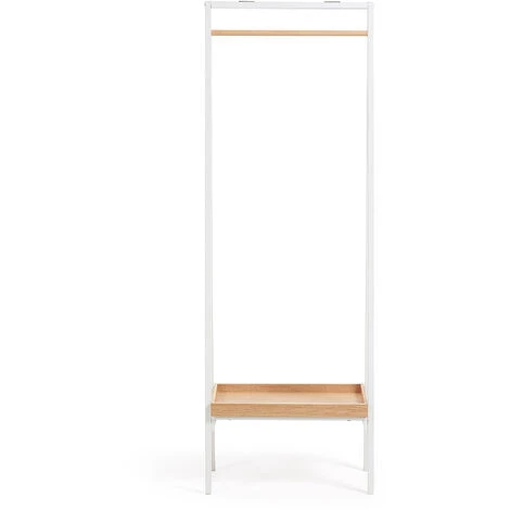 Kave Home - Portant Benny Blanc 160 X 55 Cm En Acier Avec étagère En Plaqué De Chêne - Blanc 4 Kave Home - Portant Benny Blanc 160 X 55 Cm En Acier Avec étagère En Plaqué De Chêne - Blanc – Image 2