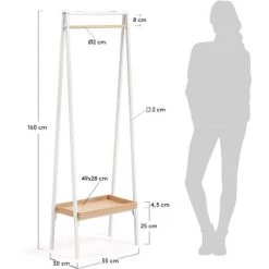 Kave Home - Portant Benny Blanc 160 X 55 Cm En Acier Avec étagère En Plaqué De Chêne - Blanc 9 Kave Home - Portant Benny Blanc 160 X 55 Cm En Acier Avec étagère En Plaqué De Chêne - Blanc -KAVE HOME Soldes 2022 12370629 4