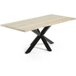 Kave Home - Table De Salle à Manger Argo Rectangulaire 220 X 100 Cm En Bois De Chêne Et Pieds En Acier Noir - Naturel