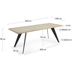 Kave Home - Table De Salle à Manger Koda Rectangulaire 220 X 100 Cm En Bois De Chêne Et Pieds En Acier Noir - Naturel 9 Kave Home - Table De Salle à Manger Koda Rectangulaire 220 X 100 Cm En Bois De Chêne Et Pieds En Acier Noir - Naturel -KAVE HOME Soldes 2022 12370657 4