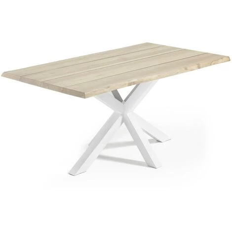 Kave Home - Table De Salle à Manger Argo Rectangulaire 220 X 100 Cm En Bois De Chêne Et Pieds En Acier Blanc - Naturel 3 Kave Home - Table De Salle à Manger Argo Rectangulaire 220 X 100 Cm En Bois De Chêne Et Pieds En Acier Blanc - Naturel
