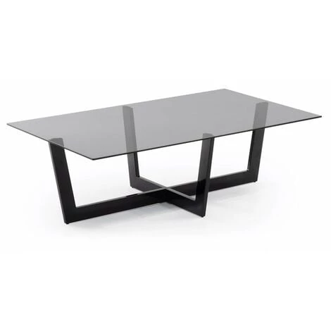 Kave Home - Table Basse Plam Transparent Rectangulaire 120 X 70 Cm En Verre Trempé Et Pieds En Acier Noir - Noir 3 Kave Home - Table Basse Plam Transparent Rectangulaire 120 X 70 Cm En Verre Trempé Et Pieds En Acier Noir - Noir