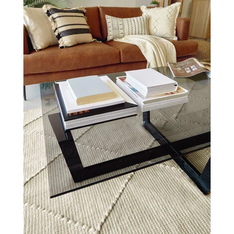 Kave Home - Table Basse Plam Transparent Rectangulaire 120 X 70 Cm En Verre Trempé Et Pieds En Acier Noir - Noir 5 Kave Home - Table Basse Plam Transparent Rectangulaire 120 X 70 Cm En Verre Trempé Et Pieds En Acier Noir - Noir – Image 3