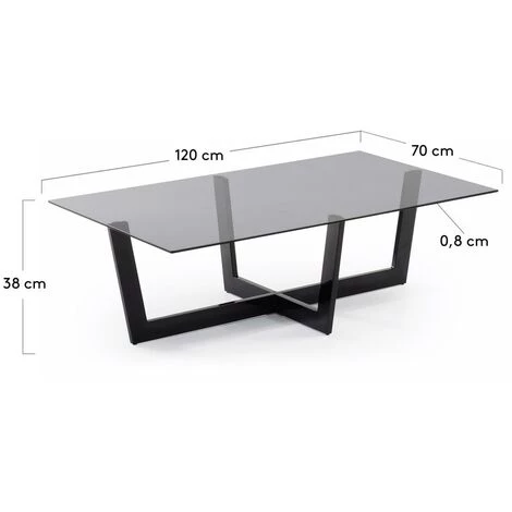 Kave Home - Table Basse Plam Transparent Rectangulaire 120 X 70 Cm En Verre Trempé Et Pieds En Acier Noir - Noir 6 Kave Home - Table Basse Plam Transparent Rectangulaire 120 X 70 Cm En Verre Trempé Et Pieds En Acier Noir - Noir – Image 4