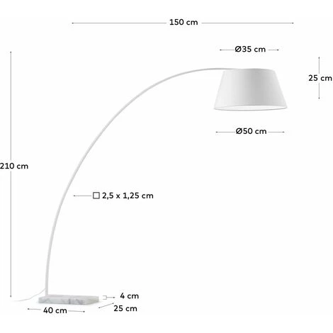 Kave Home - Lampadaire Juhe Blache En Acier Et Base En Marbre - Blanc 5 Kave Home - Lampadaire Juhe Blache En Acier Et Base En Marbre - Blanc – Image 3