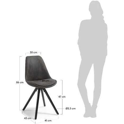 Kave Home - Chaise De Salle à Manger Ralf Graphite En Polyuréthane Avec Siège Rembourré Et Pieds En Bois Massif De Hêtre - Noir 7 Kave Home - Chaise De Salle à Manger Ralf Graphite En Polyuréthane Avec Siège Rembourré Et Pieds En Bois Massif De Hêtre - Noir – Image 5