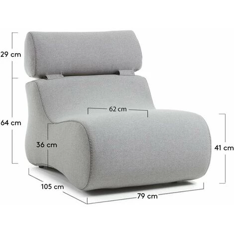 Kave Home - Fauteuil Club Gris Avec Appui-tête Et Tapissé En Tissu Anti-tâches - Gris 7 Kave Home - Fauteuil Club Gris Avec Appui-tête Et Tapissé En Tissu Anti-tâches - Gris – Image 5