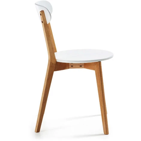 Kave Home - Chaise De Salle à Manger Areia Blanc En Mélamine Et Bois De Chêne - Blanc 4 Kave Home - Chaise De Salle à Manger Areia Blanc En Mélamine Et Bois De Chêne - Blanc – Image 2
