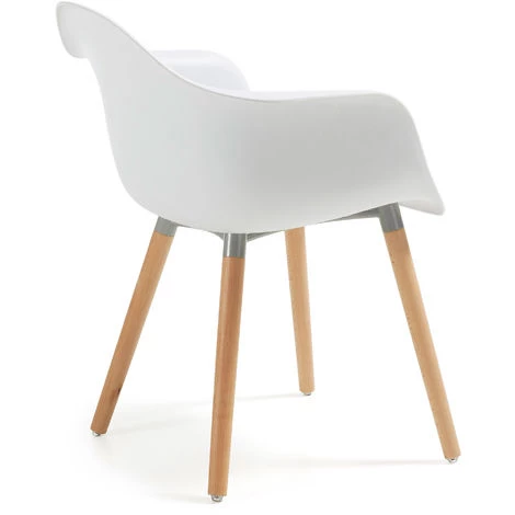 Kave Home - Chaise De Salle à Manger Kevya Blanc Avec Accoudoirs Et Pieds En Bois Massif De Hêtre - Blanc 5 Kave Home - Chaise De Salle à Manger Kevya Blanc Avec Accoudoirs Et Pieds En Bois Massif De Hêtre - Blanc – Image 3