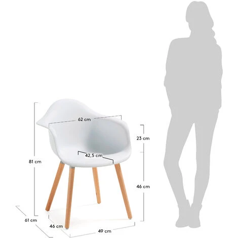 Kave Home - Chaise De Salle à Manger Kevya Blanc Avec Accoudoirs Et Pieds En Bois Massif De Hêtre - Blanc 6 Kave Home - Chaise De Salle à Manger Kevya Blanc Avec Accoudoirs Et Pieds En Bois Massif De Hêtre - Blanc – Image 4