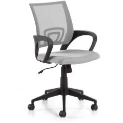 Kave Home - Chaise De Bureau Rail Gris Avec Accoudoirs Et Roulettes - Gris