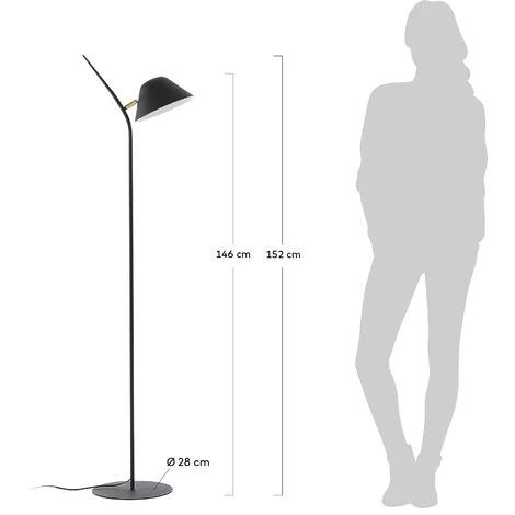 Kave Home - Lampadaire Aurelia Noir En Acier - Noir 5 Kave Home - Lampadaire Aurelia Noir En Acier - Noir – Image 3