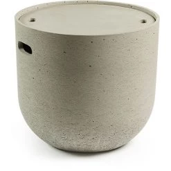 Kave Home - Table D'appoint Sari Gris Ronde Ø 49 Cm En Ciment Avec Rangement Pour Usage Intérieur Et Extérieur - Gris