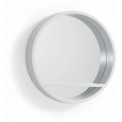 Kave Home - Miroir Mural Grag Blanc Rond Ø 45 Cm En Bois De Manguier Massif Avec étagère - Blanc