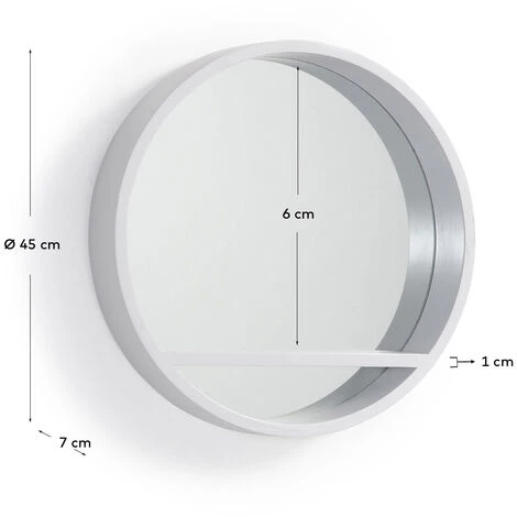 Kave Home - Miroir Mural Grag Blanc Rond Ø 45 Cm En Bois De Manguier Massif Avec étagère - Blanc 5 Kave Home - Miroir Mural Grag Blanc Rond Ø 45 Cm En Bois De Manguier Massif Avec étagère - Blanc – Image 3