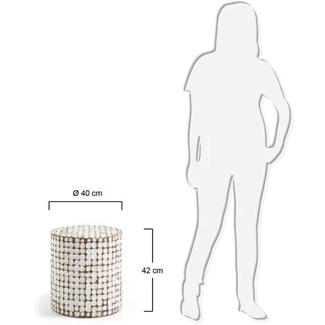 Kave Home - Table D'appoint Necoco Blanche Ronde Ø 40 Cm En Bois Massif De Teck Et Noix De Coco - Blanc 5 Kave Home - Table D'appoint Necoco Blanche Ronde Ø 40 Cm En Bois Massif De Teck Et Noix De Coco - Blanc – Image 3