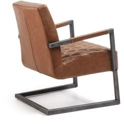 Kave Home - Fauteuil Trans Marron à Accoudoirs En Polyuréthane Et Pieds En Acier Noir - Marron -KAVE HOME Soldes 2022 12370984 3