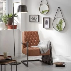 Kave Home - Fauteuil Trans Marron à Accoudoirs En Polyuréthane Et Pieds En Acier Noir - Marron -KAVE HOME Soldes 2022 12370984 4