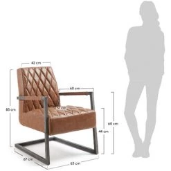 Kave Home - Fauteuil Trans Marron à Accoudoirs En Polyuréthane Et Pieds En Acier Noir - Marron -KAVE HOME Soldes 2022 12370984 5