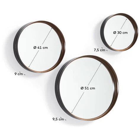 Kave Home - Lot De 3 Miroirs Ralphe Ronds Ø 9,5 / Ø 9 / Ø 7,5 Cm En Acier - Cuivre 5 Kave Home - Lot De 3 Miroirs Ralphe Ronds Ø 9,5 / Ø 9 / Ø 7,5 Cm En Acier - Cuivre – Image 3