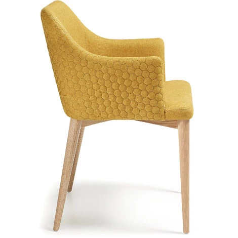 Kave Home - Chaise De Salle à Manger Croft Moutarde Avec Accoudoirs Et Pieds En Bois Massif De Frêne - Moutarde 4 Kave Home - Chaise De Salle à Manger Croft Moutarde Avec Accoudoirs Et Pieds En Bois Massif De Frêne - Moutarde – Image 2